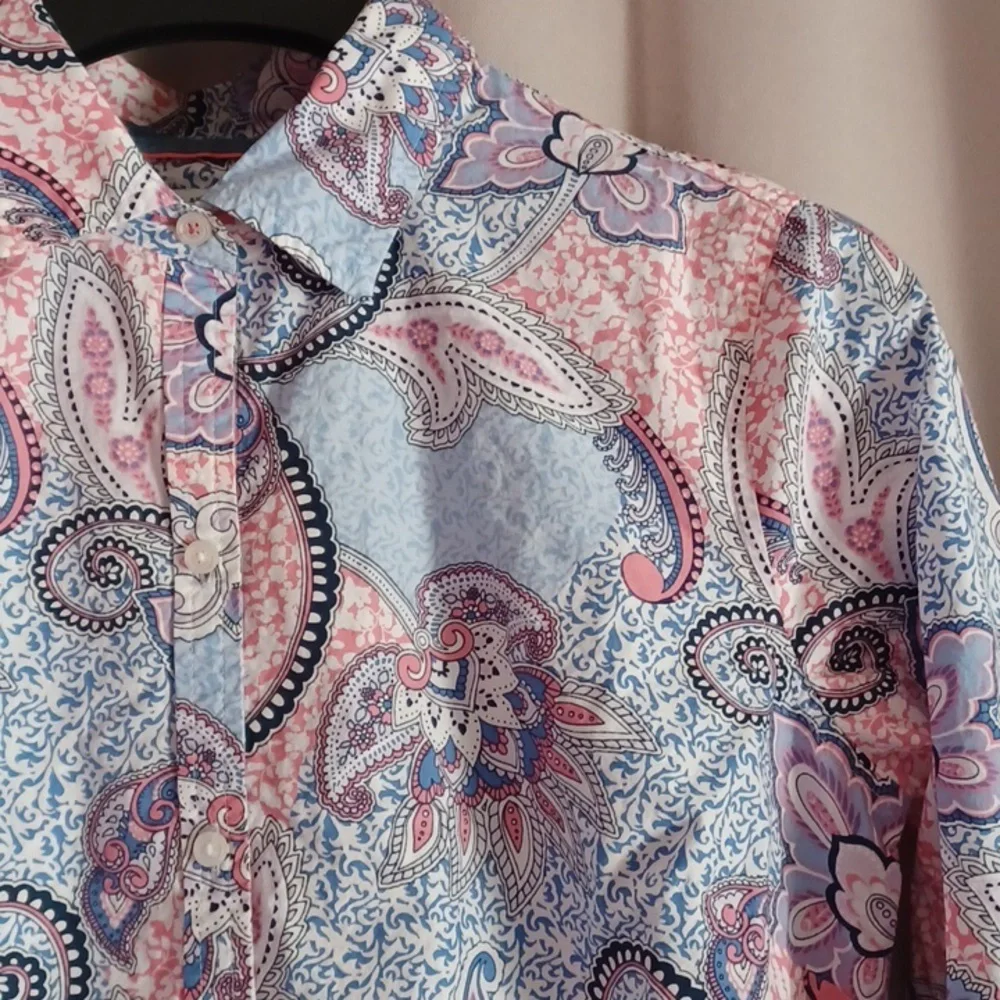 Charter Club Shirt Shop Relaxed Fit Cotton Paisley Button Front Top